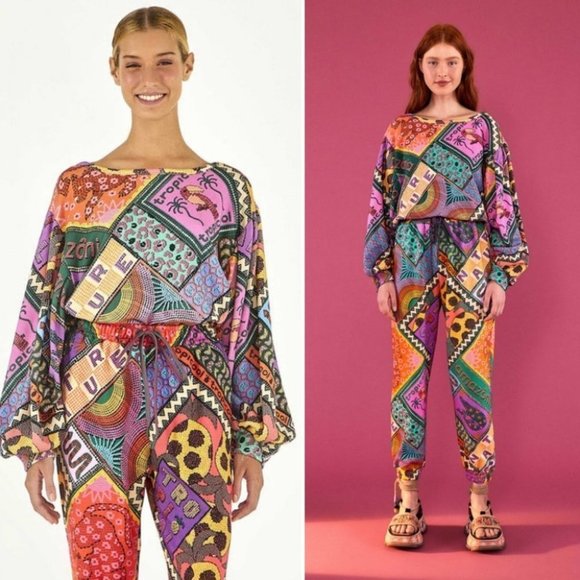 NWT! FARM RIO Dotted Patch Scarf Sweatshirt Size Small - Picture 11 of 12